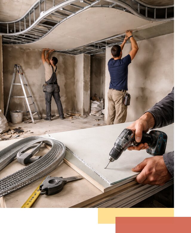 Криволинейный потолок из гипсокартона в Владивостоке — монтаж и отделка