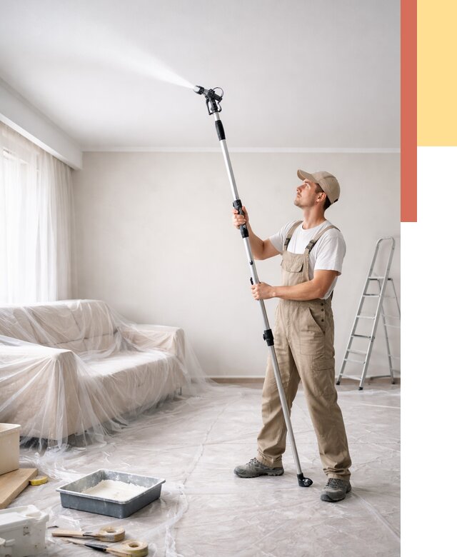 Покраска потолка краскопультом в Владивостоке от 4575 руб. быстро и недорого | ОТДЕЛОЧНИК-Влд