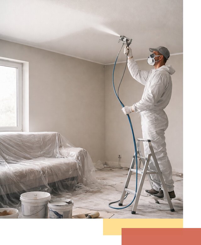 Покраска потолка краскопультом в Владивостоке быстро и качественно