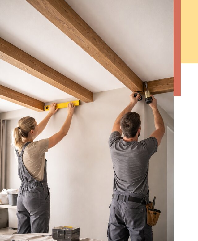 Монтаж декоративных балок на потолок в Владивостоке от 4270 руб. — ОТДЕЛОЧНИК-Влд